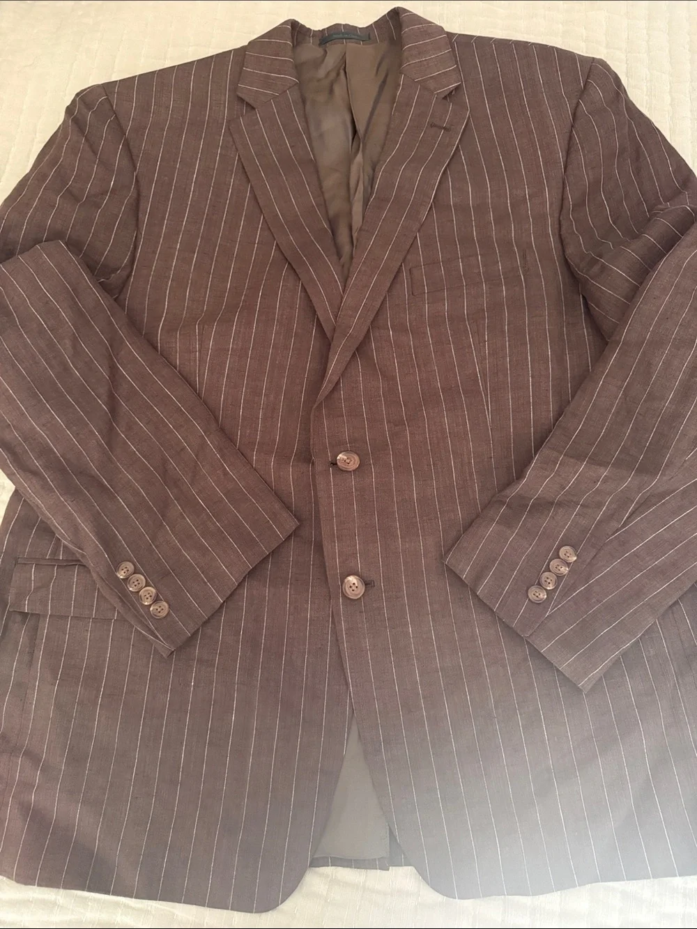 Men's Linen Ralph Lauren Brown Pinstripe Blazer Two-Button